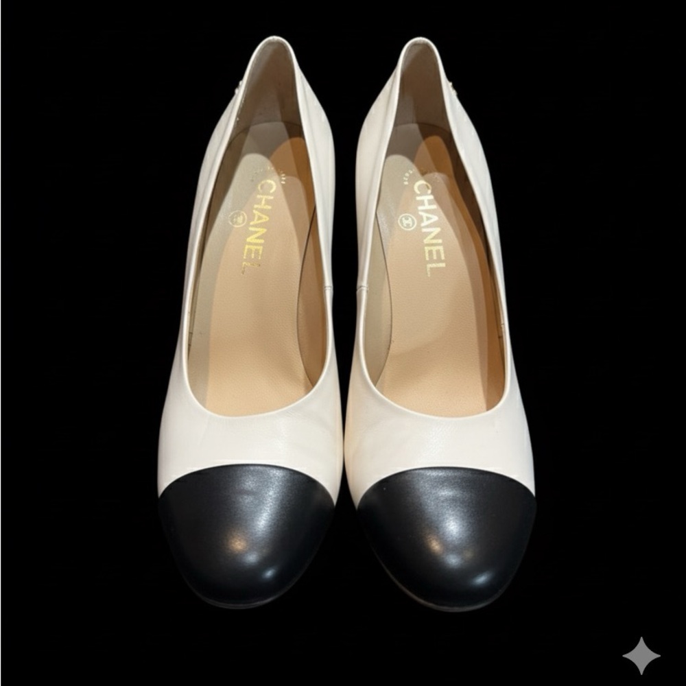 CHANEL Cream and Black Heels with Sophisticated Style